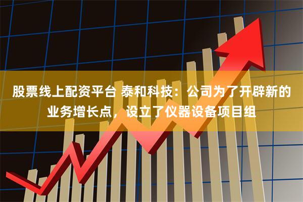 股票线上配资平台 泰和科技：公司为了开辟新的业务增长点，设立了仪器设备项目组